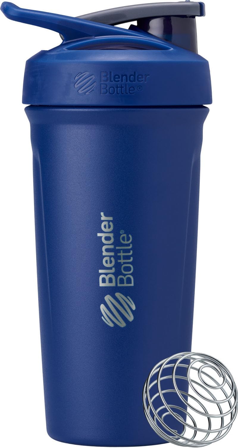 BlenderBottle Sport Flip Stainless Steel Shaker Bottle 24 oz Reflex Blue Full Color Blue
