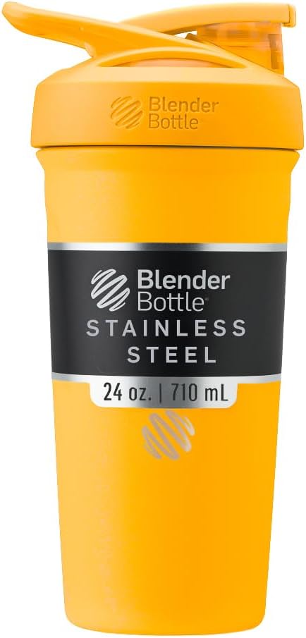 BlenderBottle Sport Flip Stainless Steel Shaker Bottle 24 oz Orange Mango