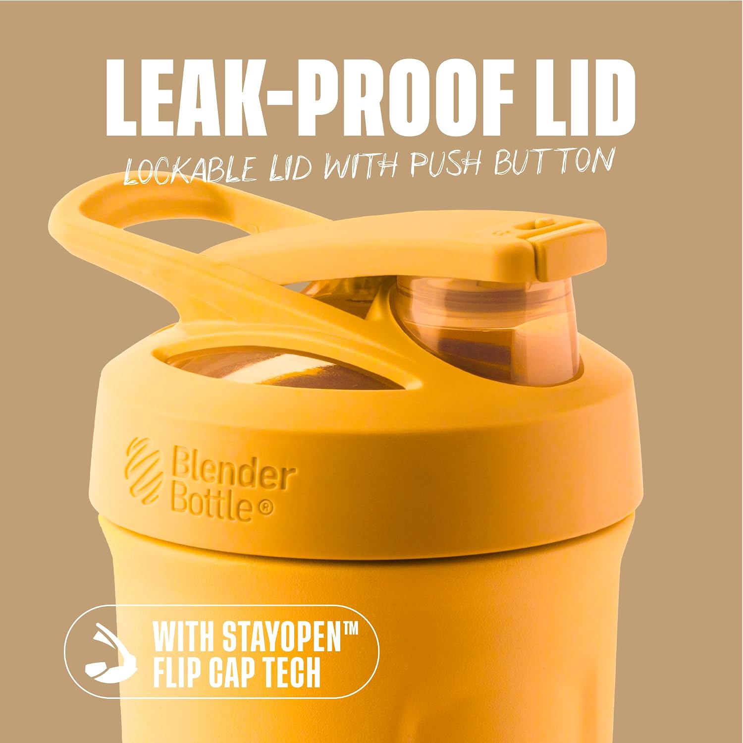 BlenderBottle Sport Flip Stainless Steel Shaker Bottle 24 oz Orange Mango