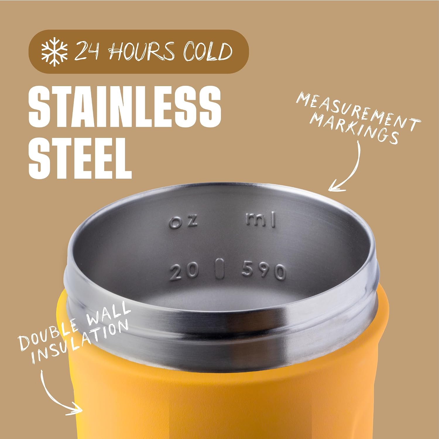 BlenderBottle Sport Flip Stainless Steel Shaker Bottle 24 oz Orange Mango