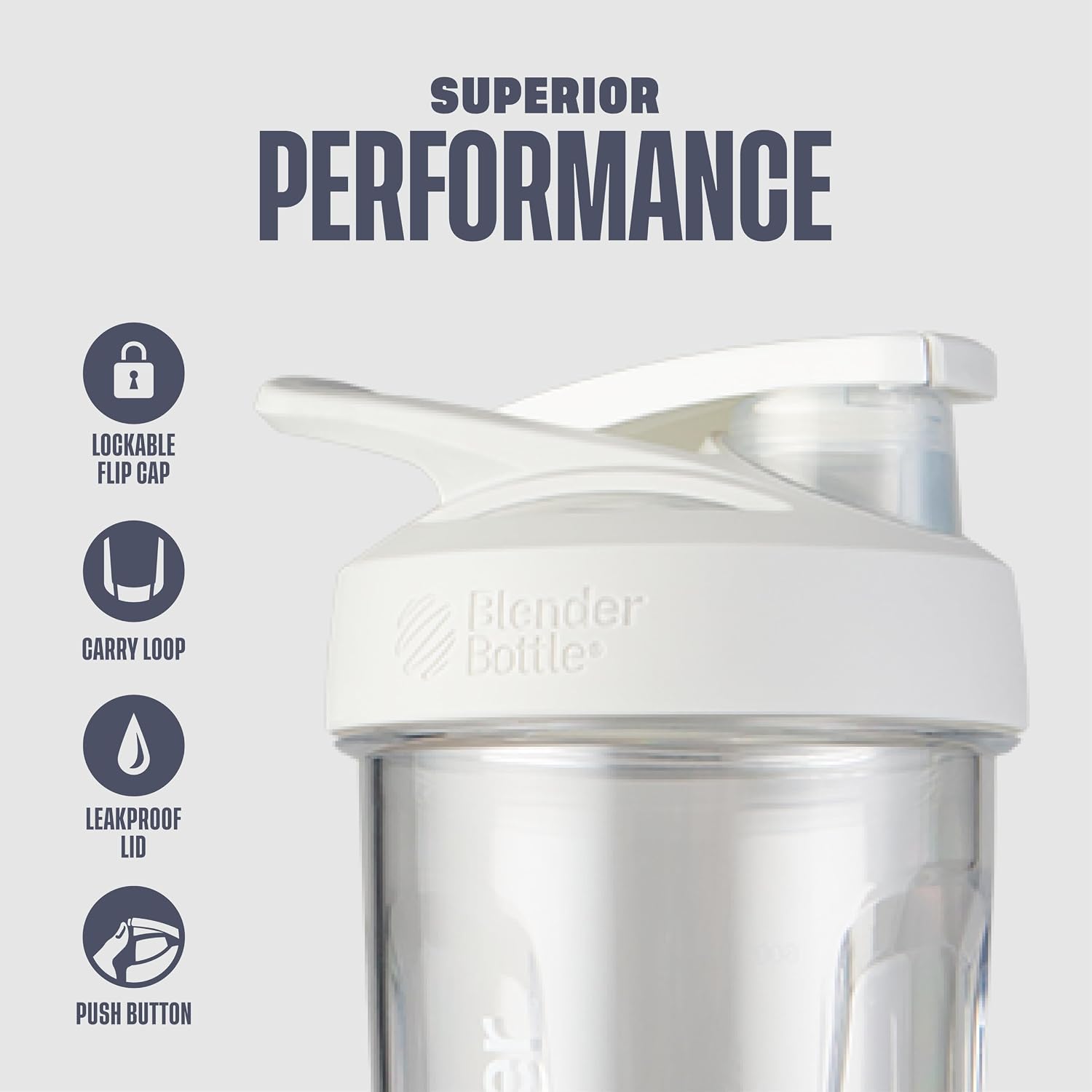 BlenderBottle Sport Flip Tritan Shaker Bottle 28 oz White