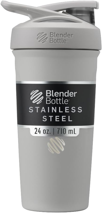 BlenderBottle Sport Flip Stainless Steel Shaker Bottle 24 oz Grey