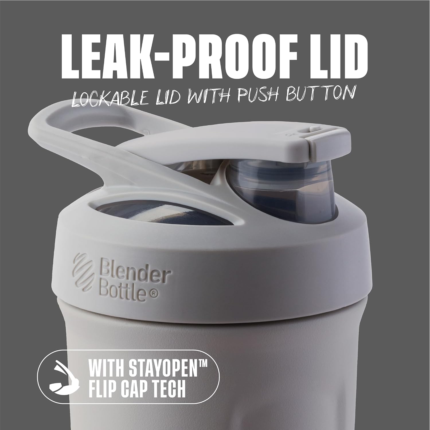 BlenderBottle Sport Flip Stainless Steel Shaker Bottle 24 oz Grey