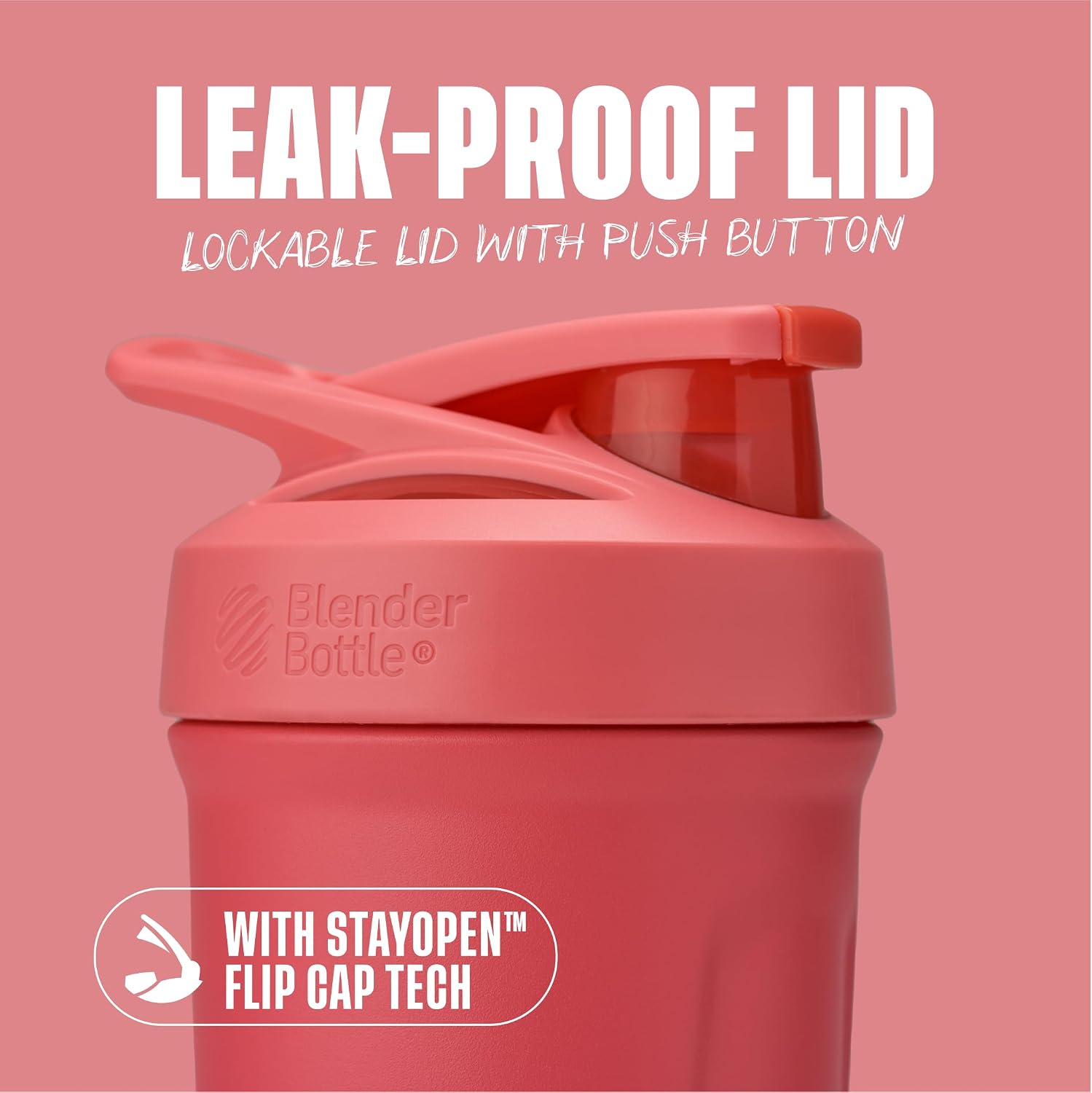 BlenderBottle Sport Flip Stainless Steel Shaker Bottle 24 oz Pink