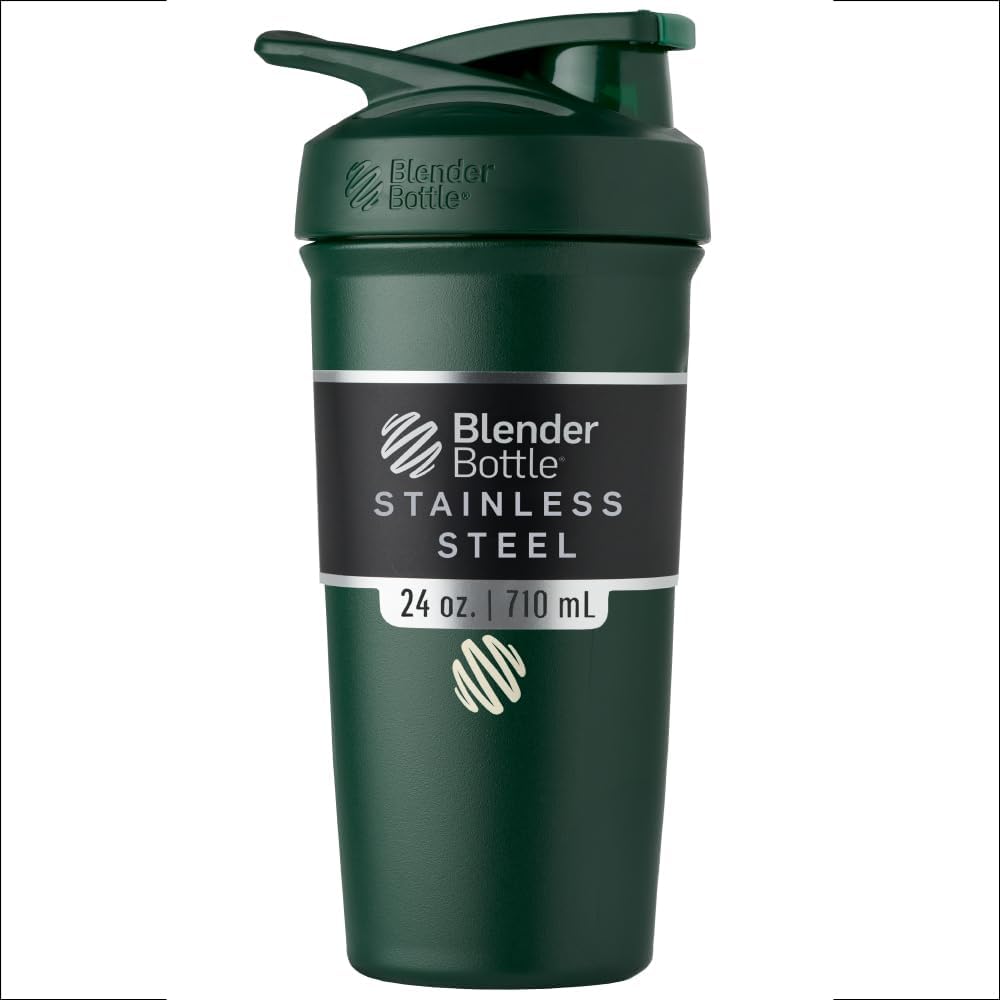 BlenderBottle Sport Flip Stainless Steel Shaker Bottle 24 oz Green Forest