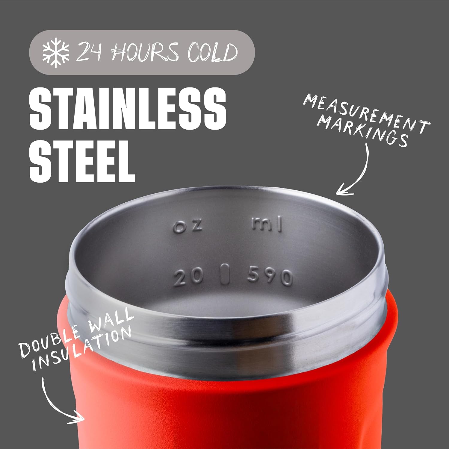 BlenderBottle Sport Flip Stainless Steel Shaker Bottle 24 oz Red