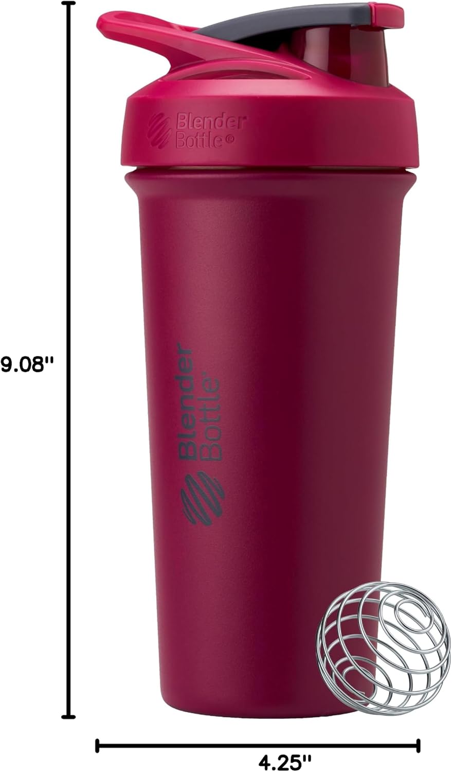 BlenderBottle Sport Sleek Stainless Steel Shaker Bottle 25 oz Raspberry