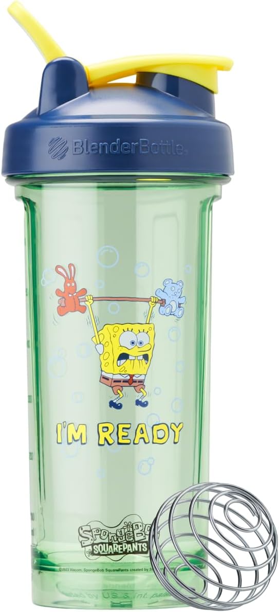 BlenderBottle SpongeBob ProSeries Tritan Shaker Bottle 28 oz Blue Im Ready!