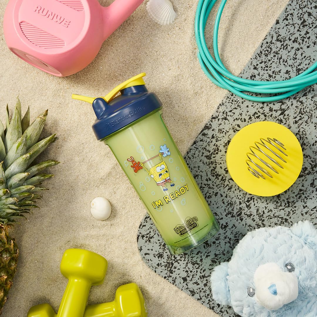 BlenderBottle SpongeBob ProSeries Tritan Shaker Bottle 28 oz Blue Im Ready!