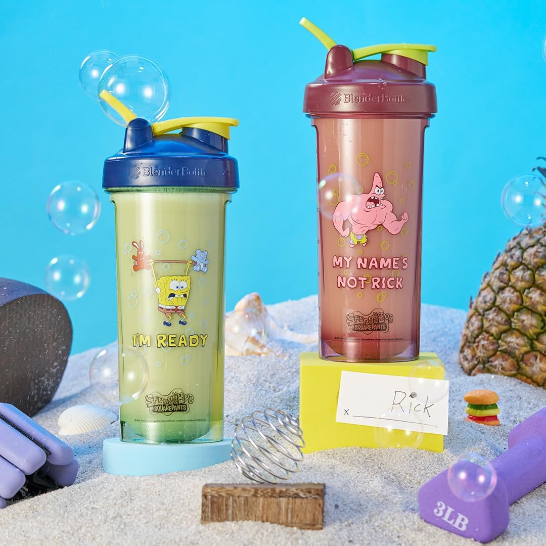 BlenderBottle SpongeBob ProSeries Tritan Shaker Bottle 28 oz Blue Im Ready!