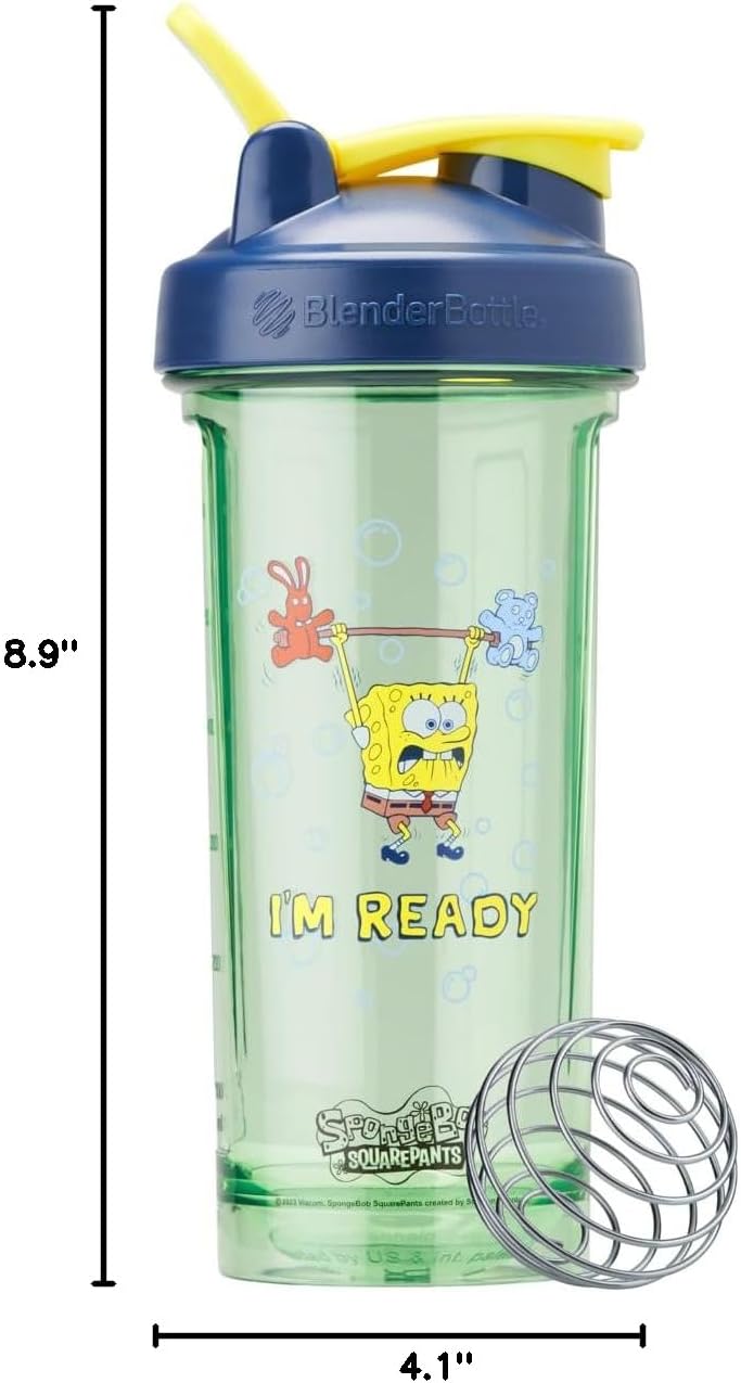 BlenderBottle SpongeBob ProSeries Tritan Shaker Bottle 28 oz Blue Im Ready!