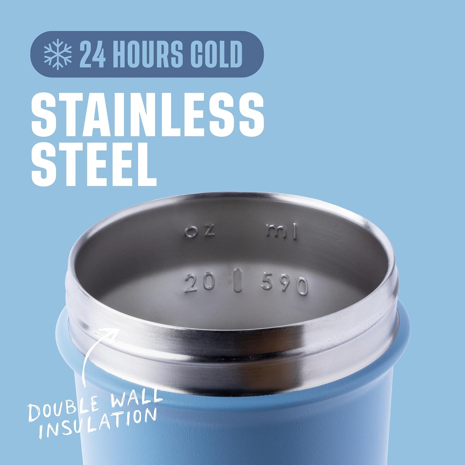 BlenderBottle Sport Sleek Stainless Steel Shaker Bottle 25 oz Dusty Blue