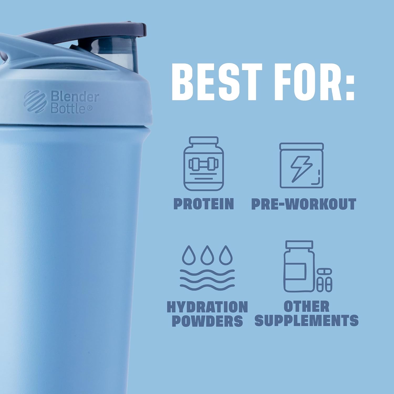 BlenderBottle Sport Sleek Stainless Steel Shaker Bottle 25 oz Dusty Blue