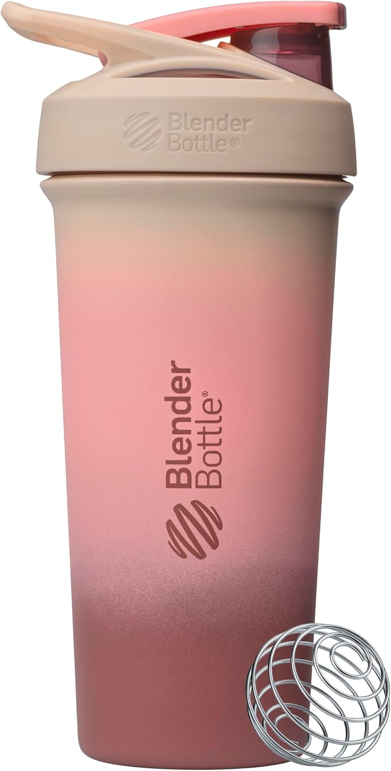 BlenderBottle Sport Sleek Stainless Steel Shaker Bottle 25 oz Pink Berry Fade