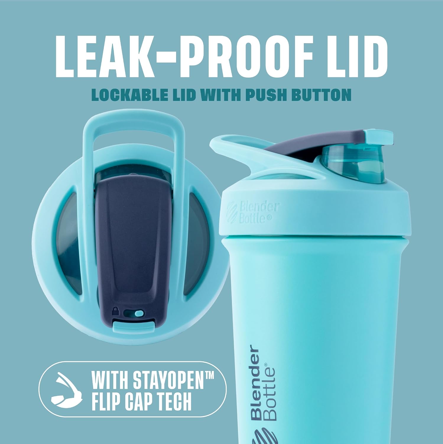 BlenderBottle Sport Sleek Stainless Steel Shaker Bottle 25 oz Seafoam