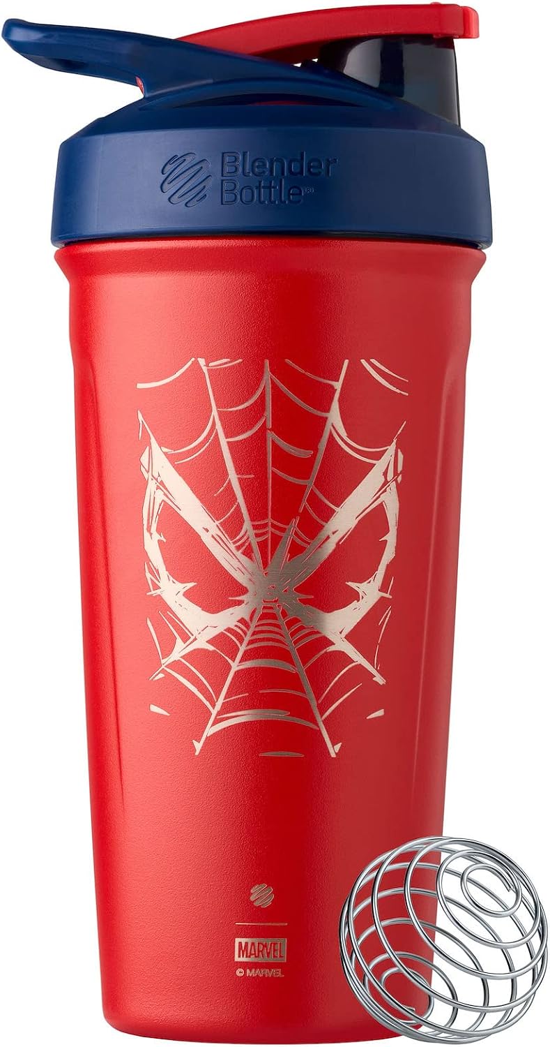 BlenderBottle Marvel Sport Flip Insulated Shaker Bottle 24 oz Spiderman Web