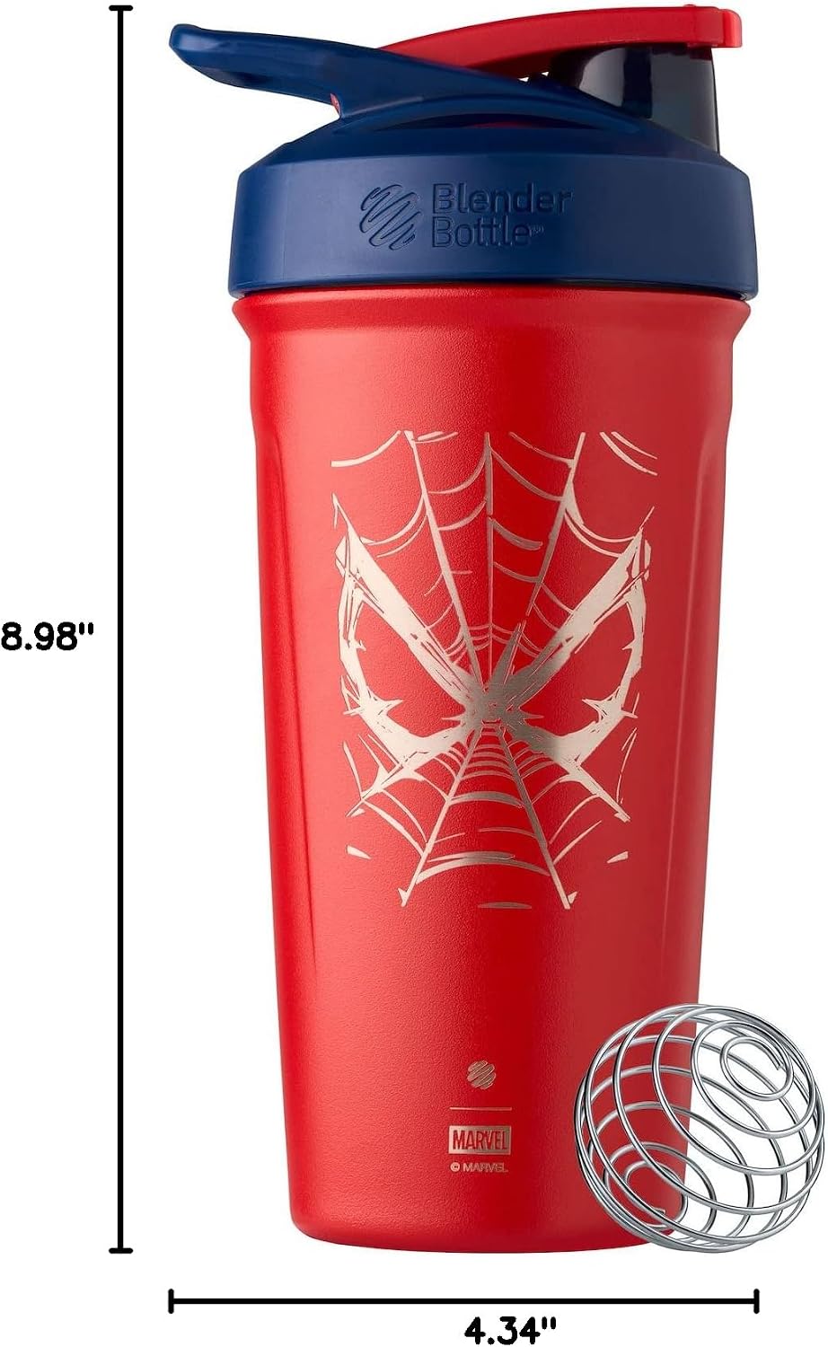 BlenderBottle Marvel Sport Flip Insulated Shaker Bottle 24 oz Spiderman Web