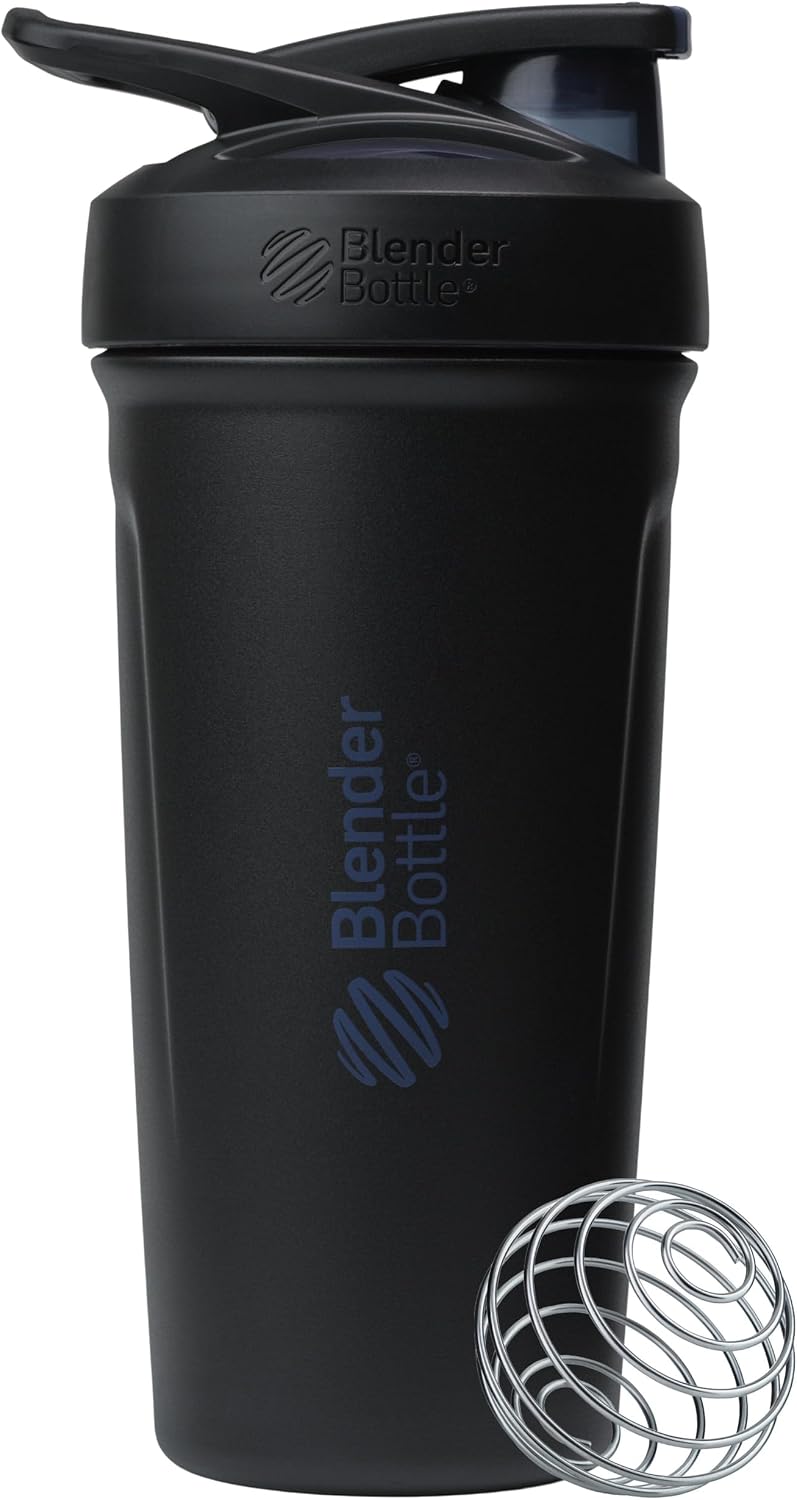 BlenderBottle Sport Flip Stainless Steel Shaker Bottle 24 oz Black Black - New