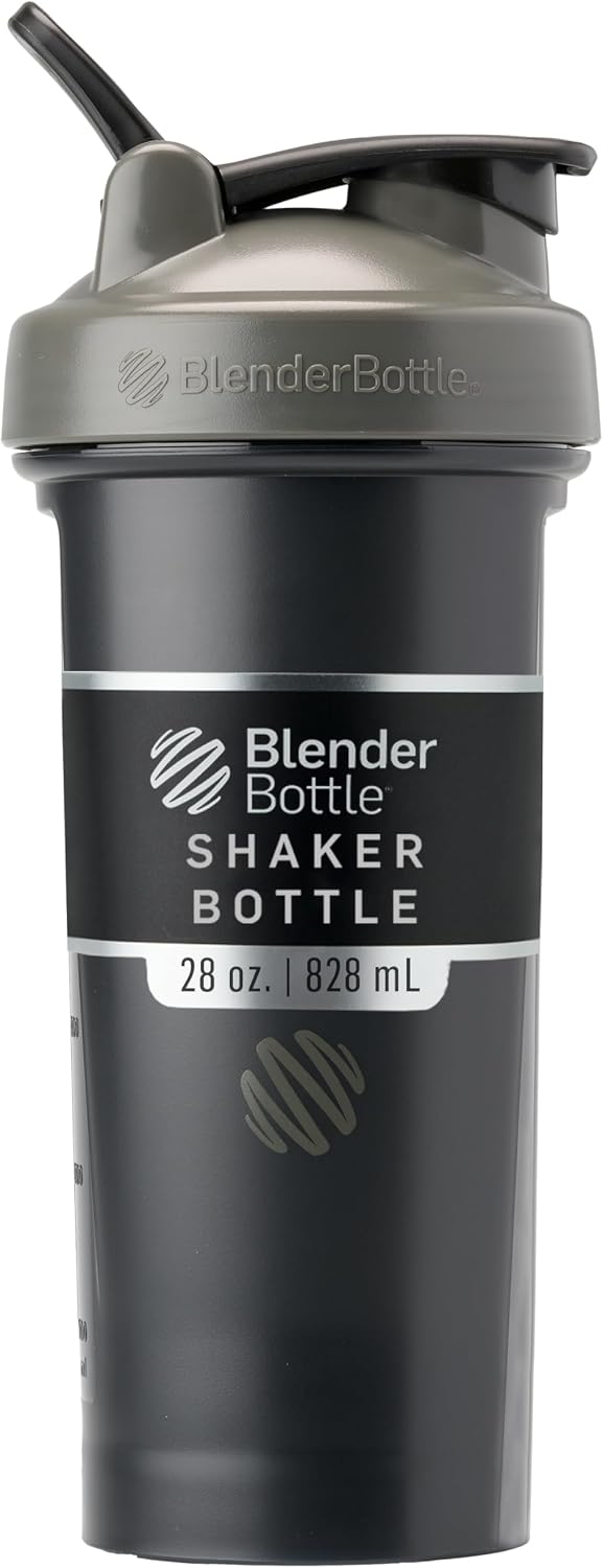 BlenderBottle Classic V2 Plastic Shaker Bottle 28oz Grey&Black/Black 2-Pack Black Shadow