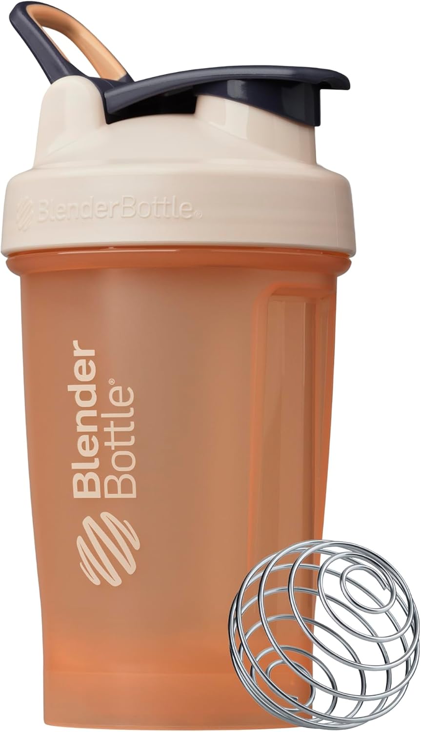 BlenderBottle Classic V2 Plastic Shaker Bottle 20 oz Peach Full-Color Peach