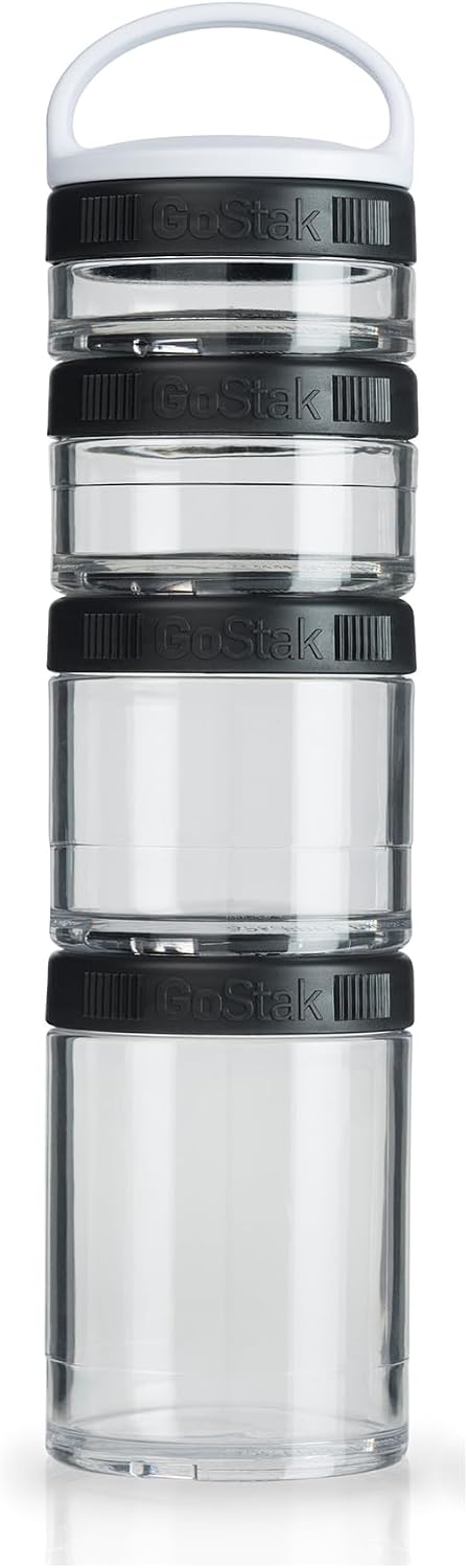BlenderBottle GoStak Tritan Twist n' Lock Storage Jars 4 Jar Black
