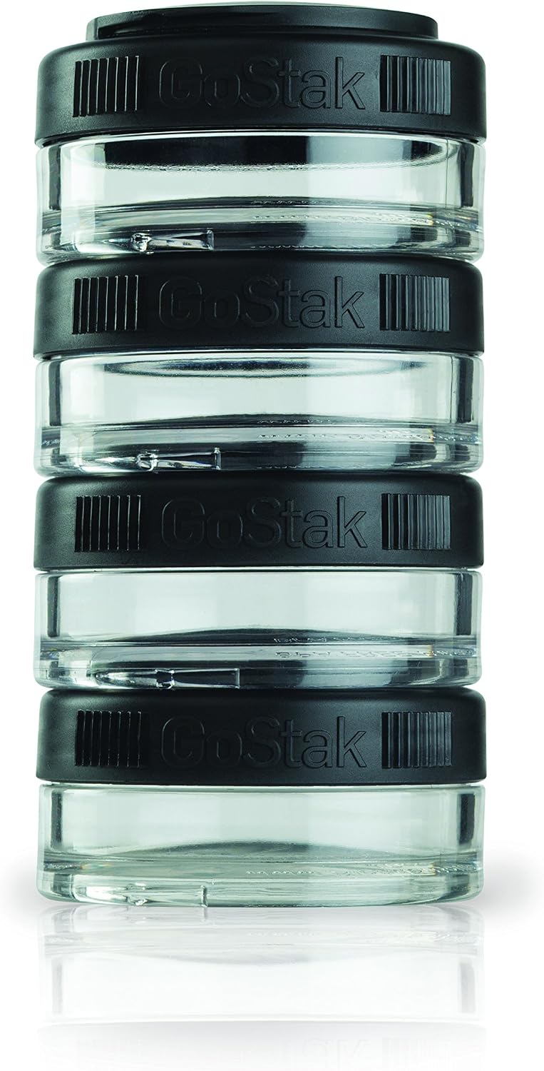 BlenderBottle GoStak Tritan Twist n' Lock Storage Jars 4 Jar Black