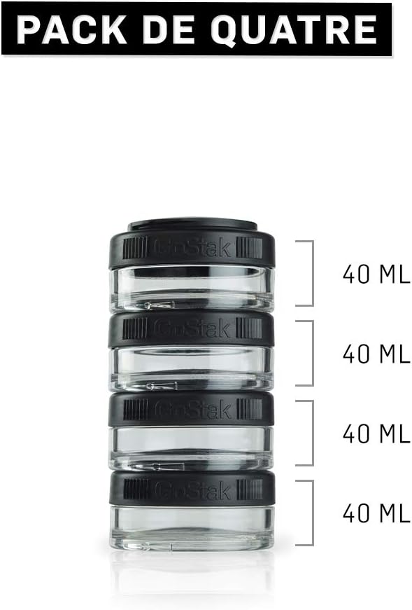 BlenderBottle GoStak Tritan Twist n' Lock Storage Jars 4 Jar Black