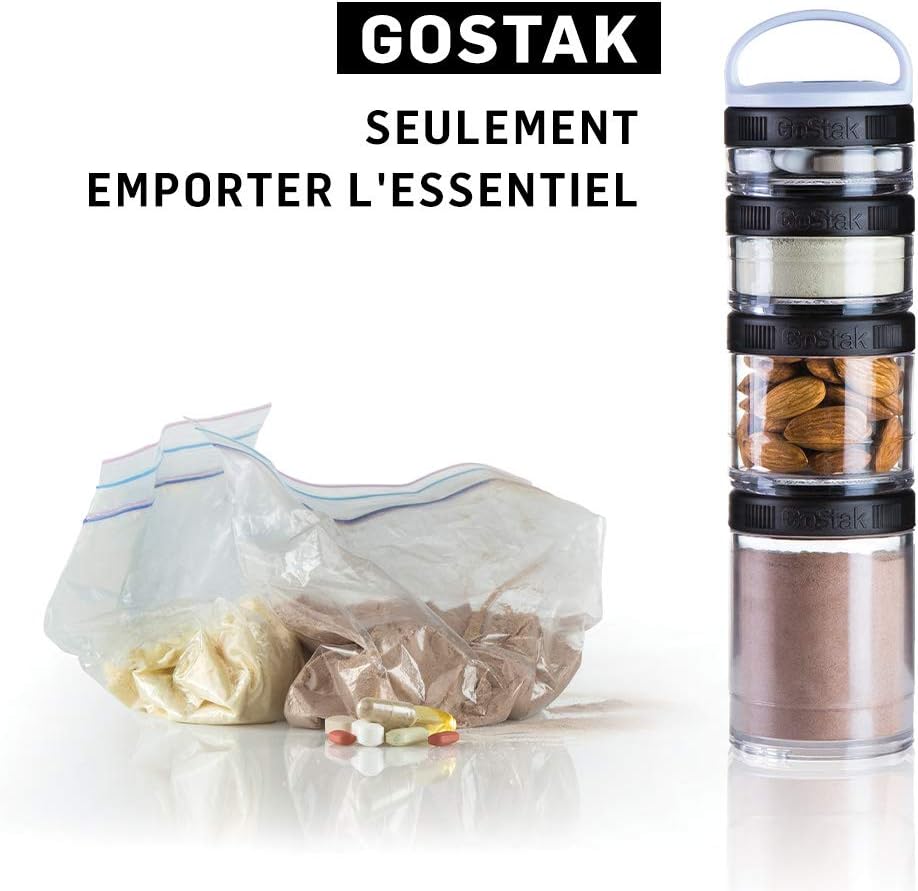 BlenderBottle GoStak Tritan Twist n' Lock Storage Jars 4 Jar Black
