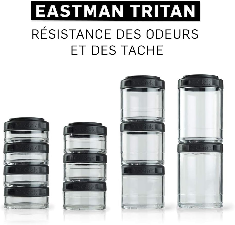 BlenderBottle GoStak Tritan Twist n' Lock Storage Jars 4 Jar Black