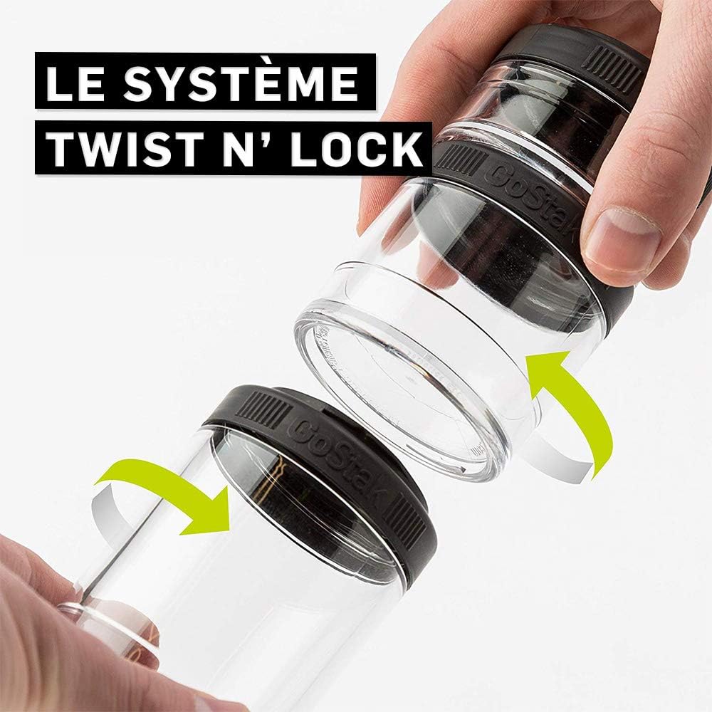BlenderBottle GoStak Tritan Twist n' Lock Storage Jars 4 Jar Black