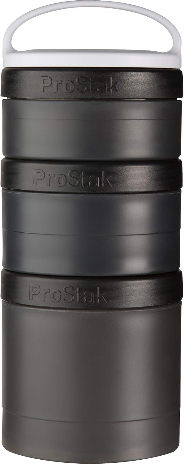 BlenderBottle Exp Pack Plastic Pill Organizer and Storage 3 Jar Black