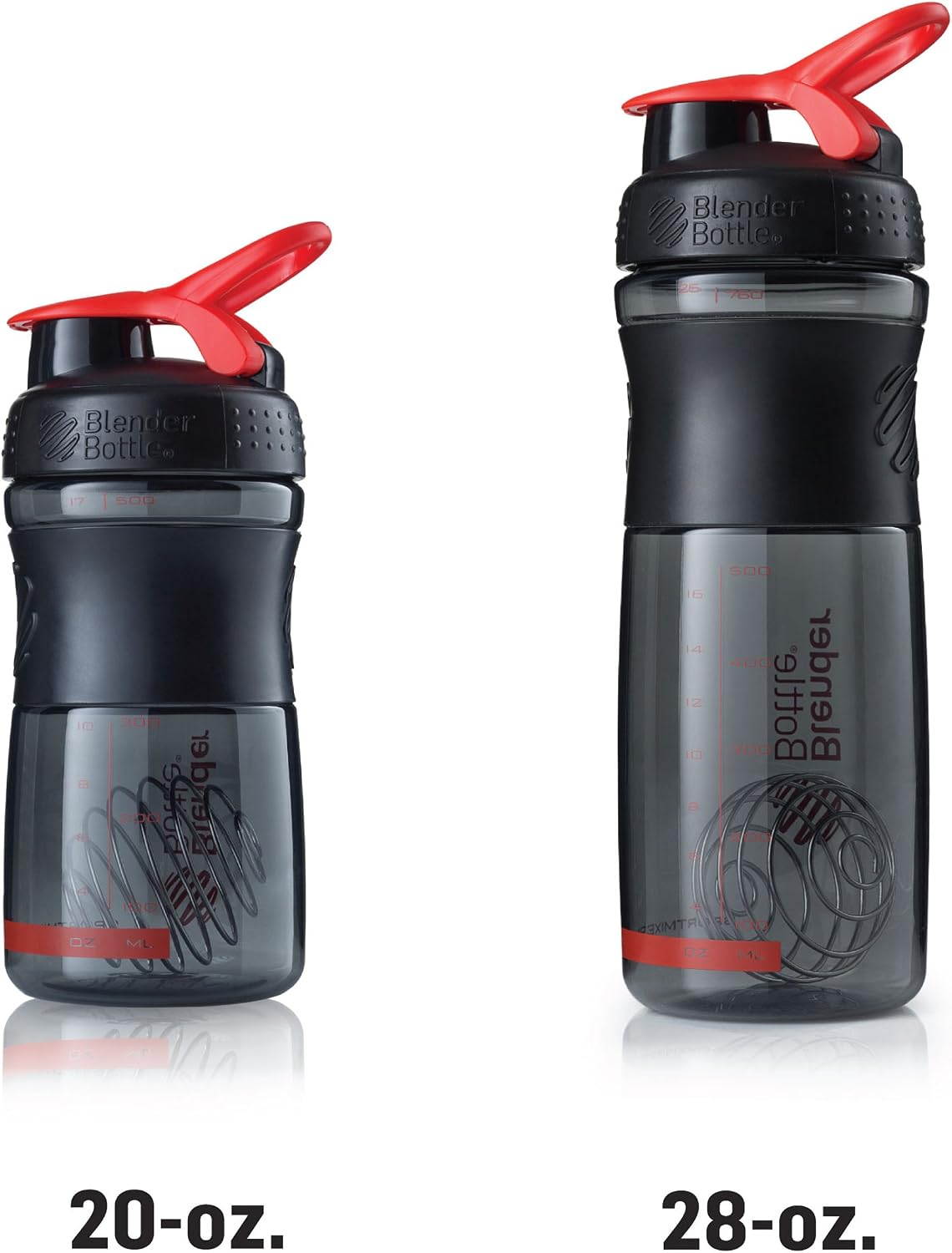 BlenderBottle SportMixer Tritan Grip Shaker Bottle, Black/Black, 20-Ounce