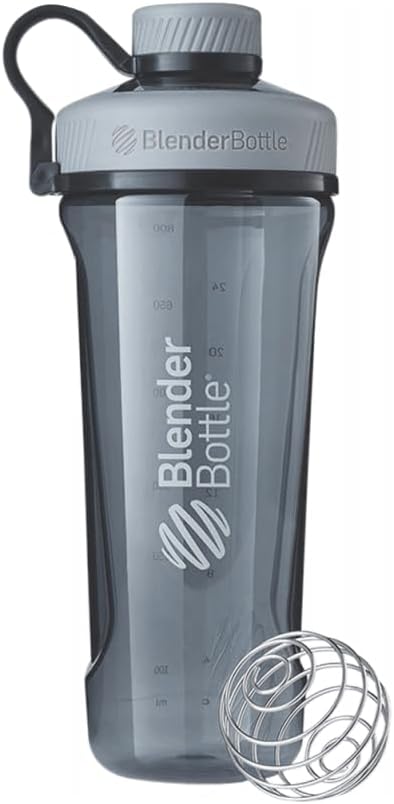BlenderBottle Radian Shaker Cup Tritan Water Bottle with Wire Whisk, 26-Ounce, Pebble Grey Pebble Gray