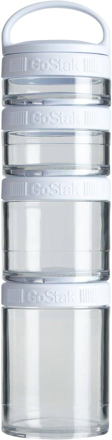 BlenderBottle GoStak 4-Piece Food Storage Containers White and Black Set