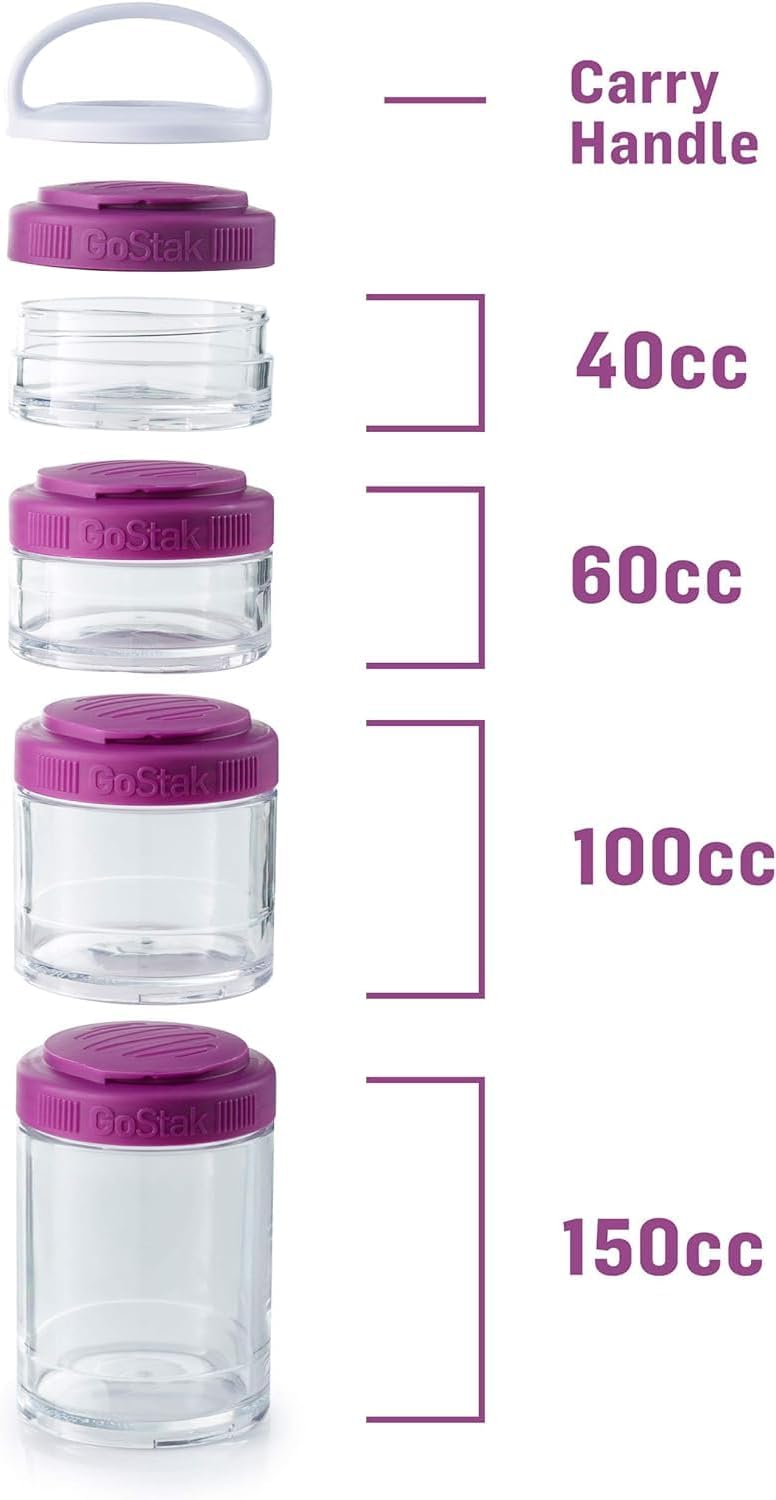 BlenderBottle GoStak 4-Piece Food Storage Containers White and Black Set