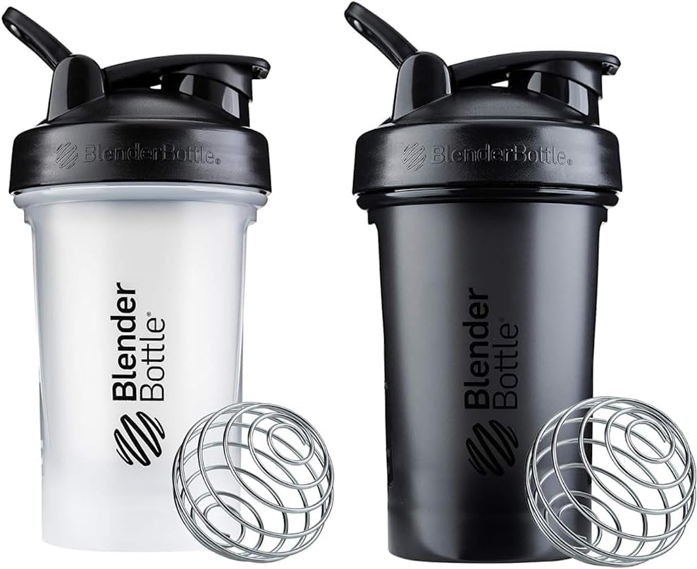 BlenderBottle Classic V2 Shaker Bottle Perfect for Protein Shakes and Pre Workout, 20-Ounce, Clear/Black & Classic V2 Shaker Bottle Perfect for Protein Shakes and Pre Workout, 20-Ounce, Black
