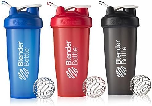 BlenderBottle 28oz Classic Loop Top Shaker Bottle 3-Pack, Full Color Blue/Black/Red