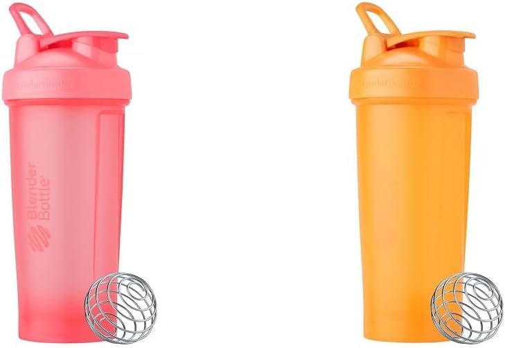 BlenderBottle 28oz Classic V2 Shaker Bottles 2-Pack Bundle, Light Pink & Mango