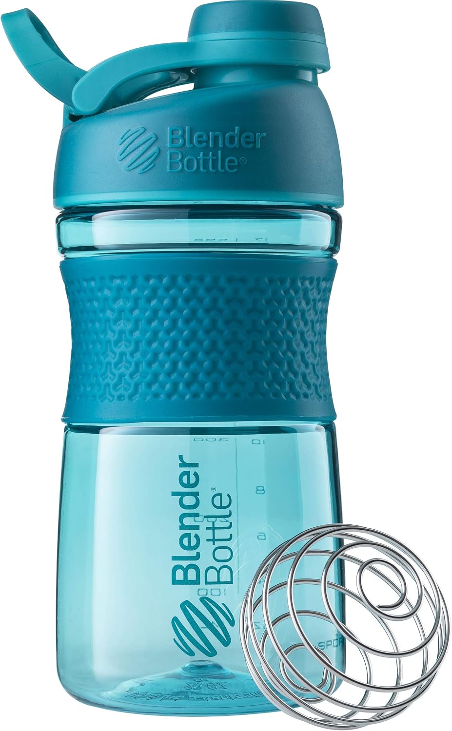BlenderBottle 20oz SportMixer Protein Shaker Bottles with BlenderBall Wire Whisk, Rose and Teal