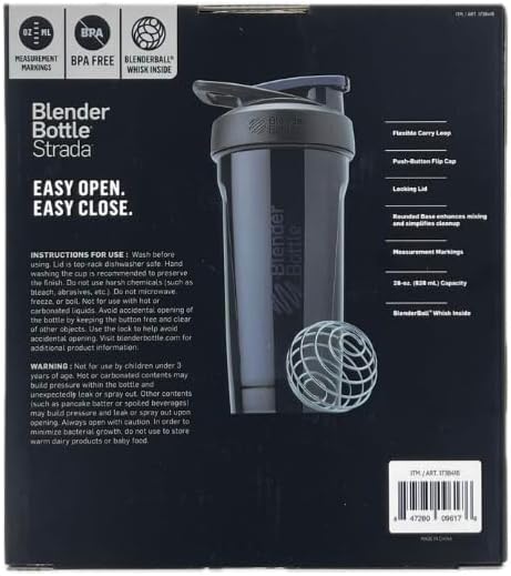 Blender Bottle Strada Shaker Bottle, 28 Ounce (2 Count) - Black/White