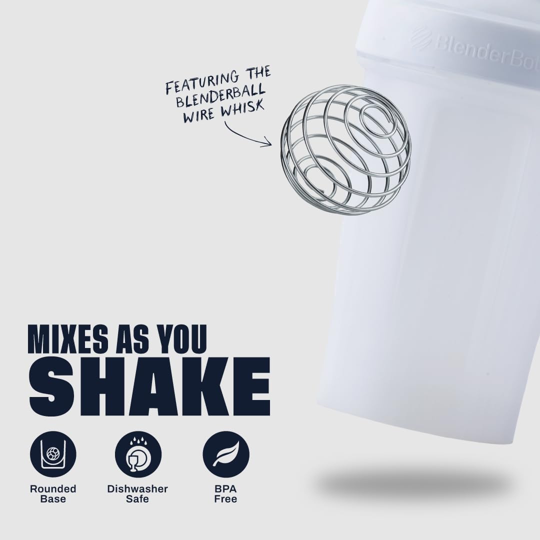 BlenderBottle Classic V2 Plastic Shaker Bottle 20 oz White