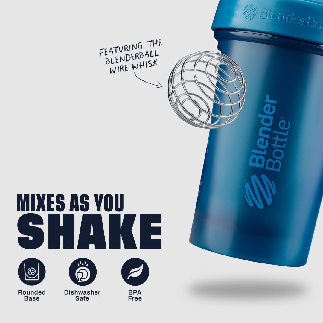 BlenderBottle Classic V2 Plastic Shaker Bottle 20 oz Ocean Blue