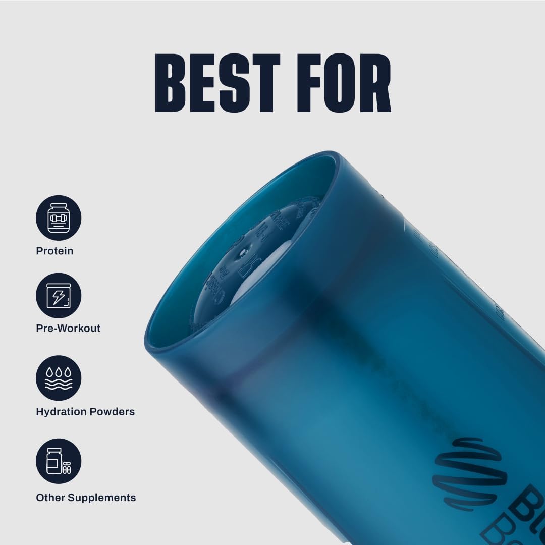 BlenderBottle Classic V2 Plastic Shaker Bottle 20 oz Ocean Blue