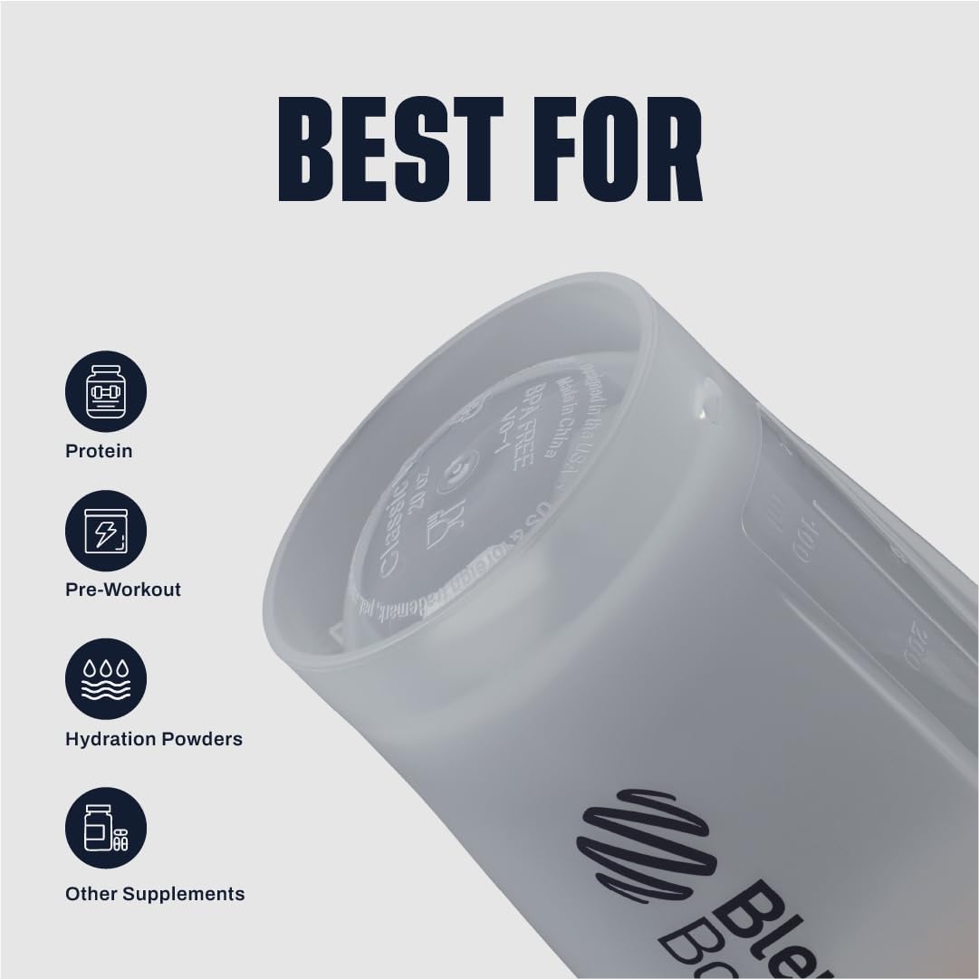 BlenderBottle Classic V2 Plastic Shaker Bottle 20 oz Black Clear