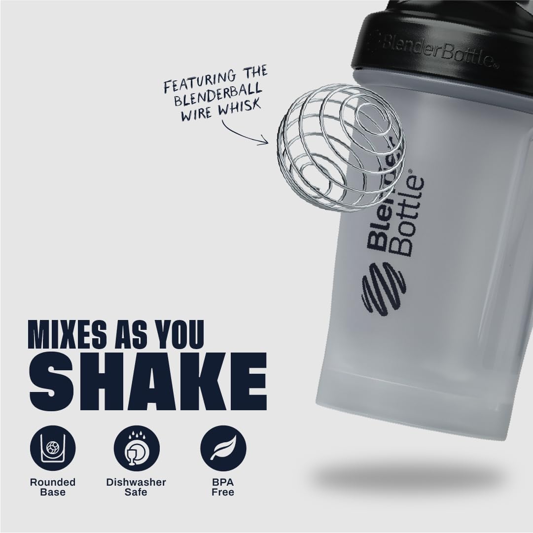 BlenderBottle Classic V2 Plastic Shaker Bottle 28 oz Black Clear