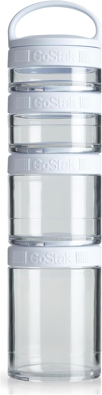 BlenderBottle GoStak Tritan Twist n' Lock Storage Jars 4 Jar White