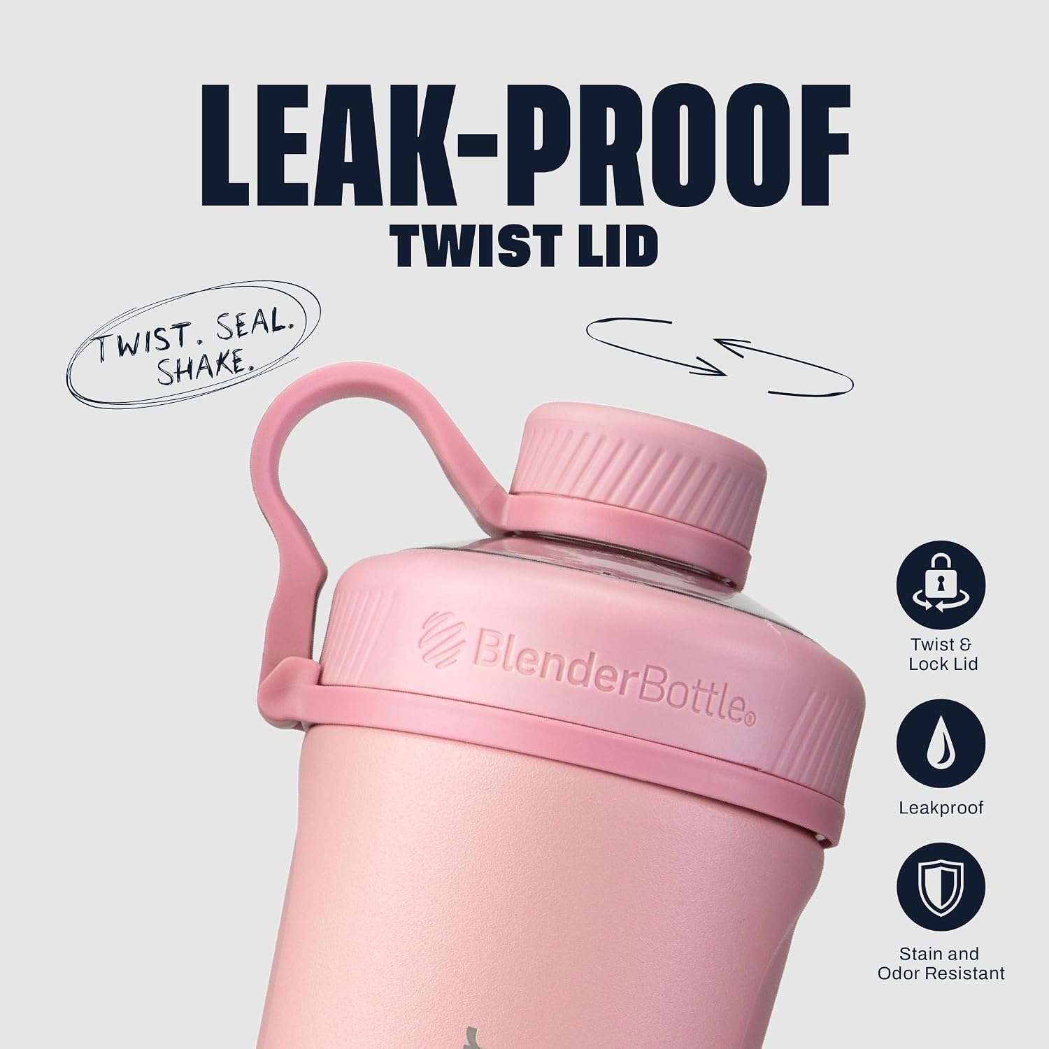 BlenderBottle Radian Stainless Steel Shaker Bottle 26 oz Rose Pink
