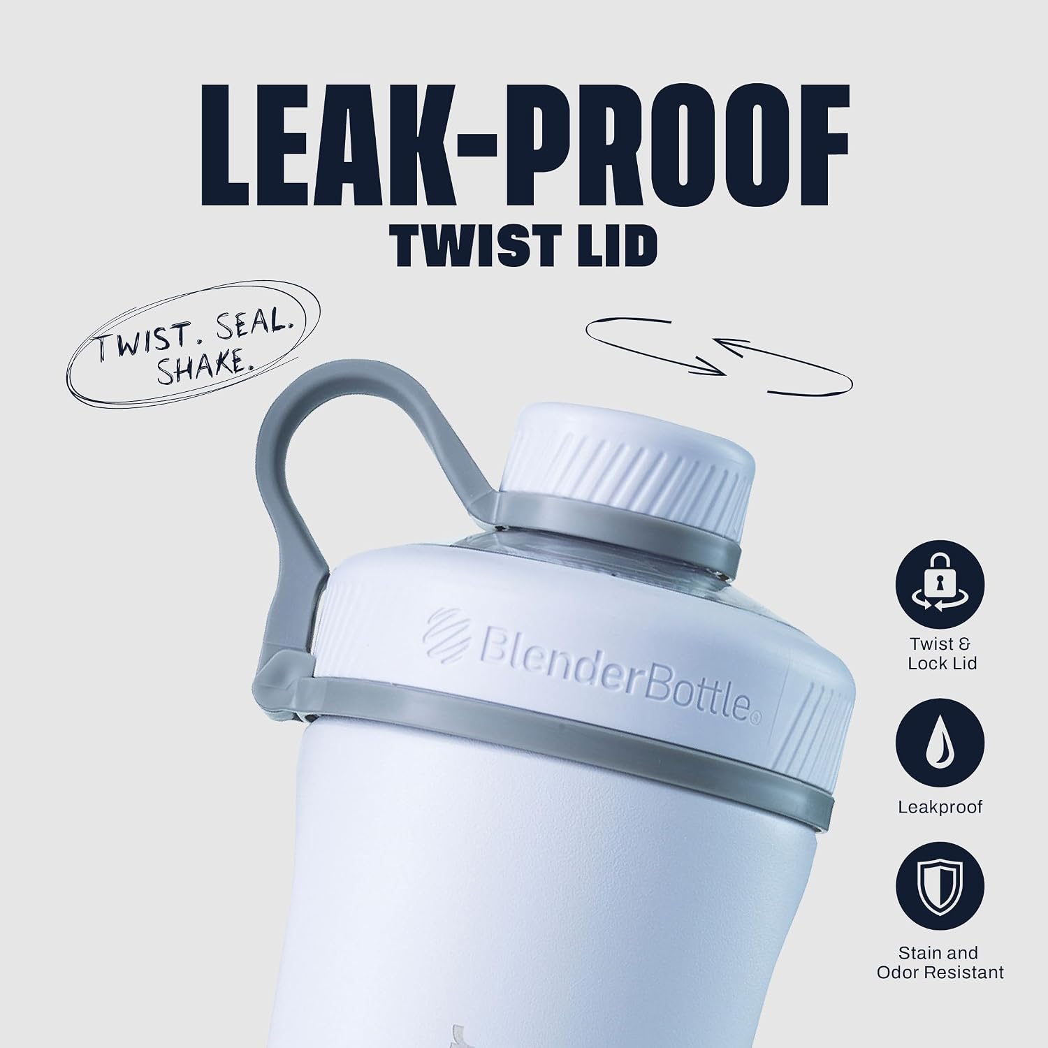 BlenderBottle Radian Stainless Steel Shaker Bottle 26 oz White Matte White