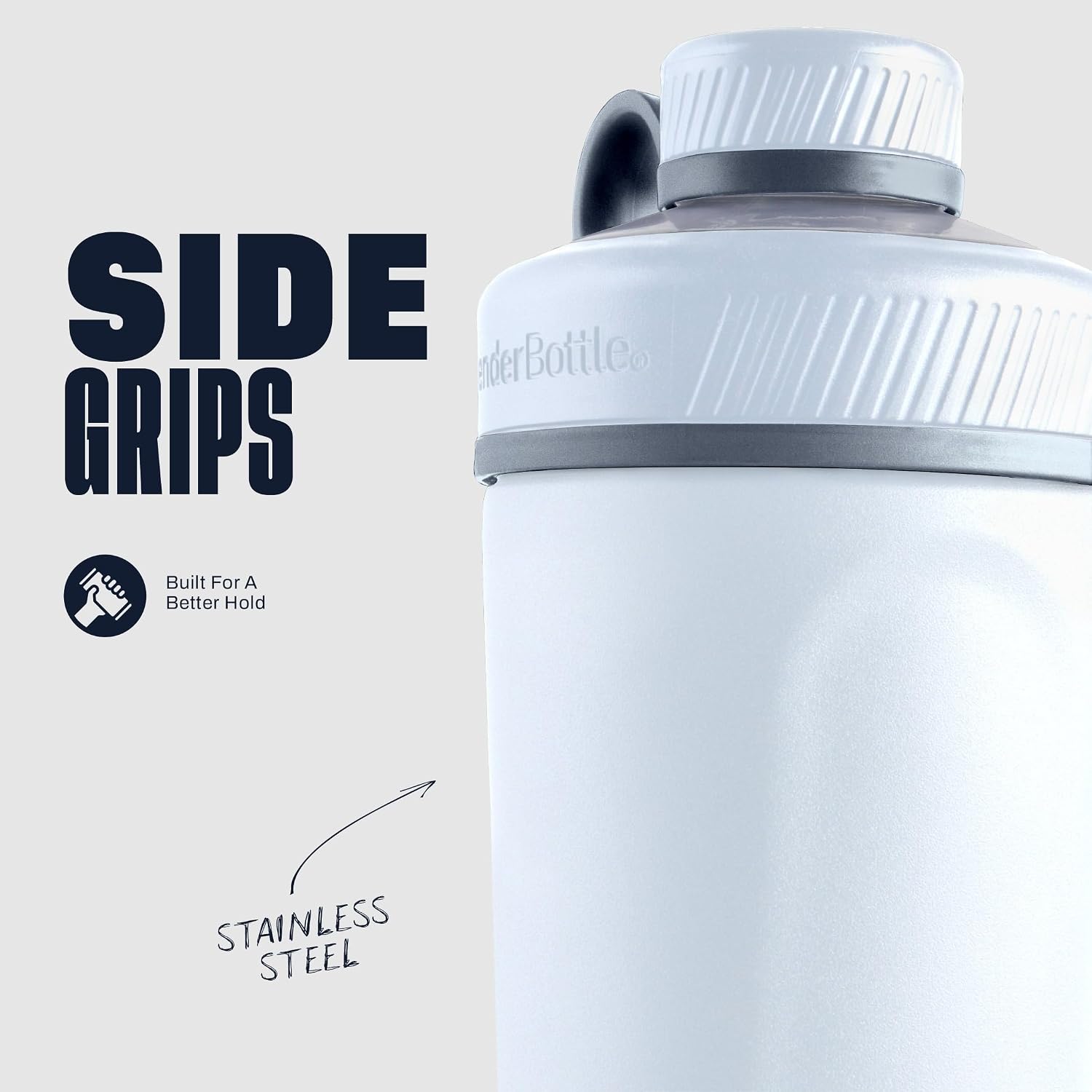 BlenderBottle Radian Stainless Steel Shaker Bottle 26 oz White Matte White