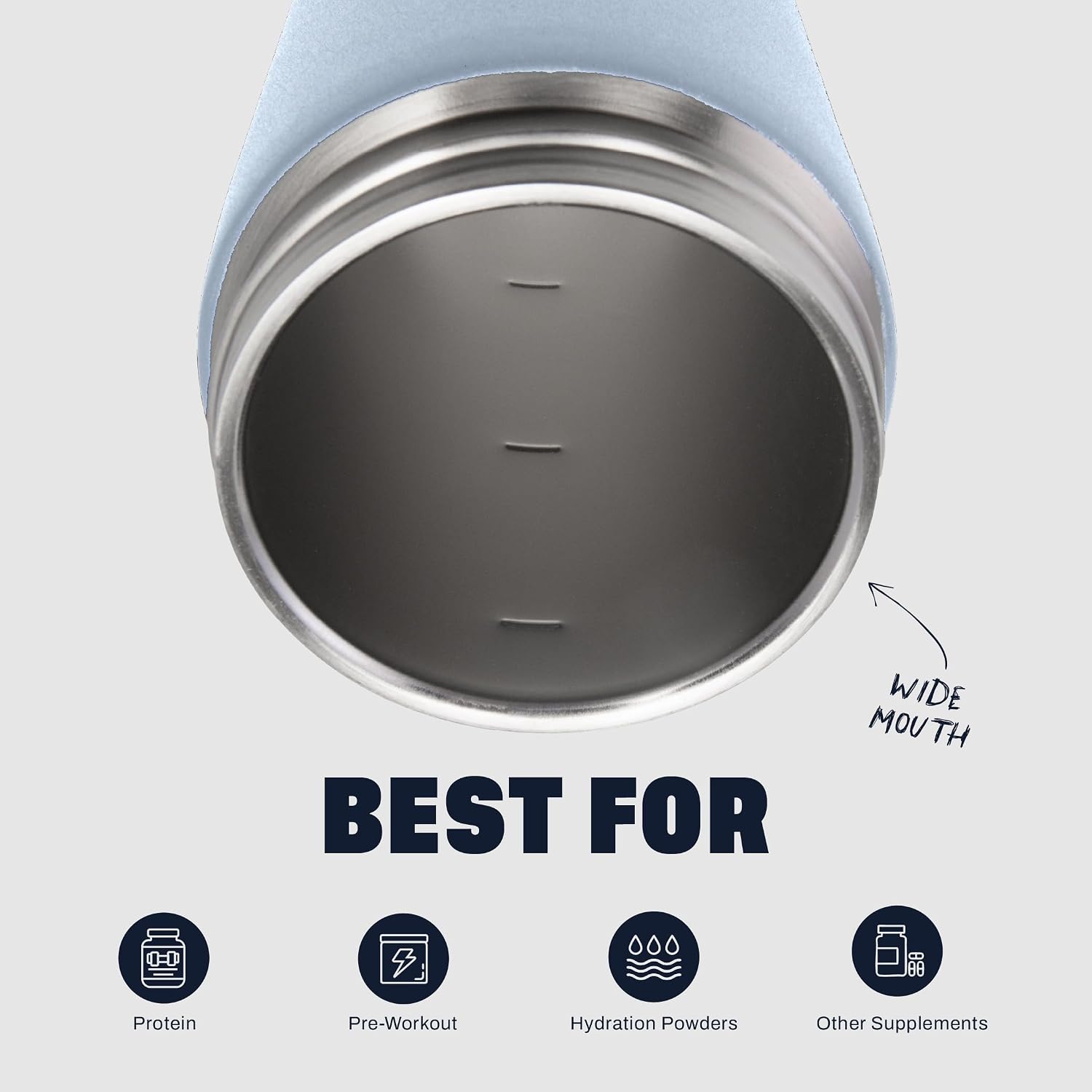BlenderBottle Radian Stainless Steel Shaker Bottle 26 oz Matte Arctic Blue
